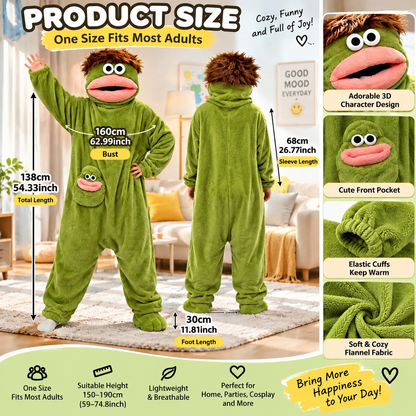 👾 Cozy Monster Plush Onesie – Funny Oversized Pajama Costume with 3D Character Hood