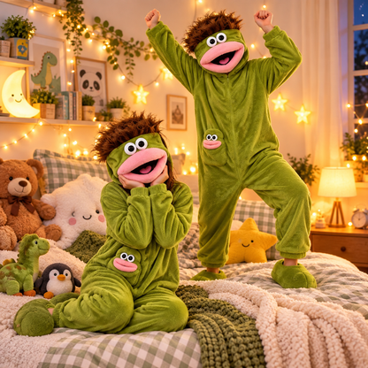 👾 Cozy Monster Plush Onesie – Funny Oversized Pajama Costume with 3D Character Hood