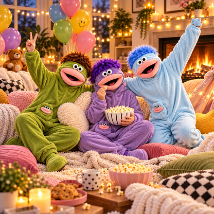 👾 Cozy Monster Plush Onesie – Funny Oversized Pajama Costume with 3D Character Hood