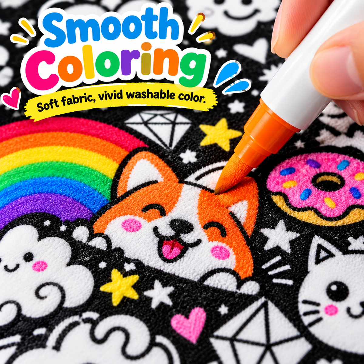 🎨 Giant Coloring Blanket – 150 × 125cm Washable Reusable Doodle Mat for Kids & Adults 24 Coloring Pens