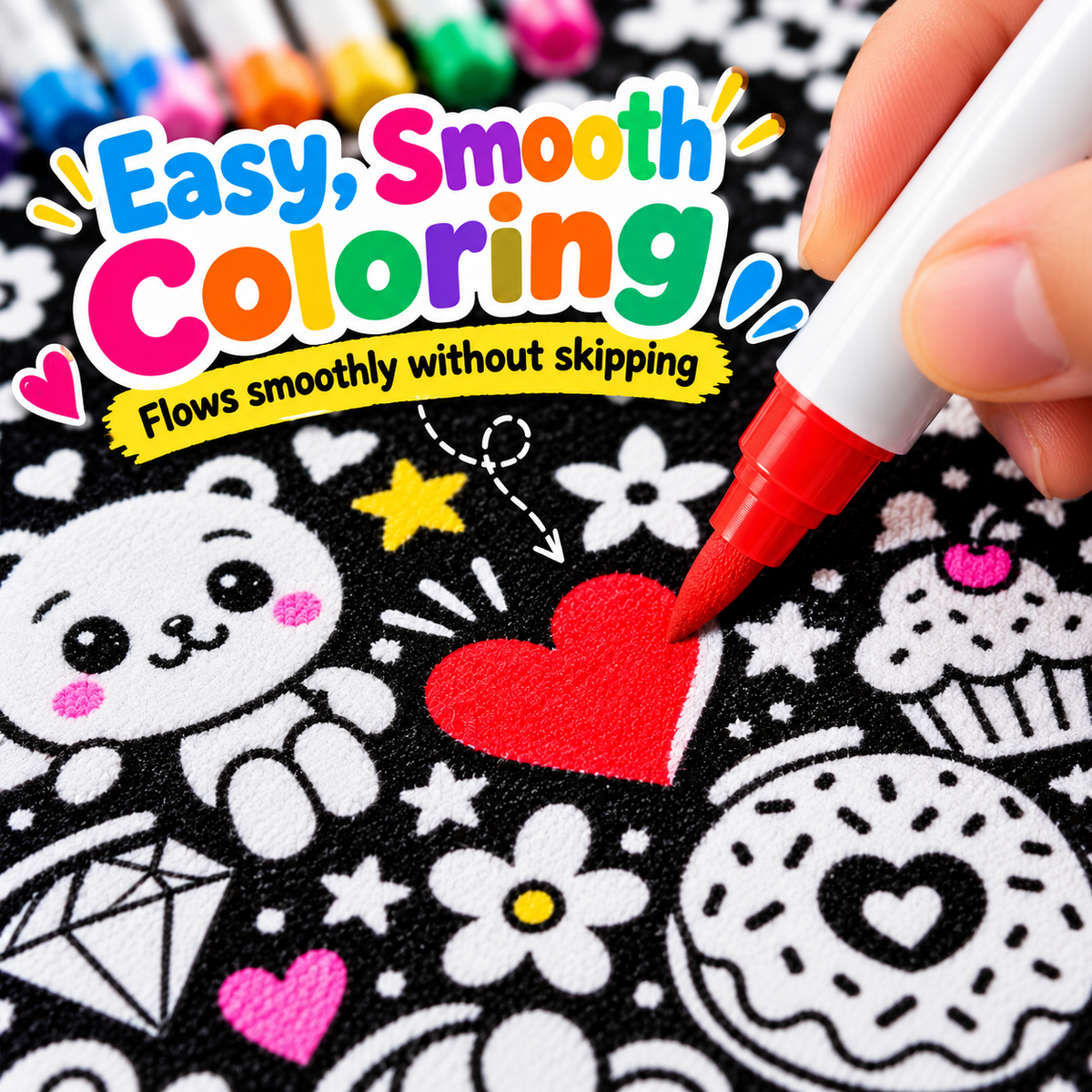 🎨 Giant Coloring Blanket – 150 × 125cm Washable Reusable Doodle Mat for Kids & Adults 24 Coloring Pens