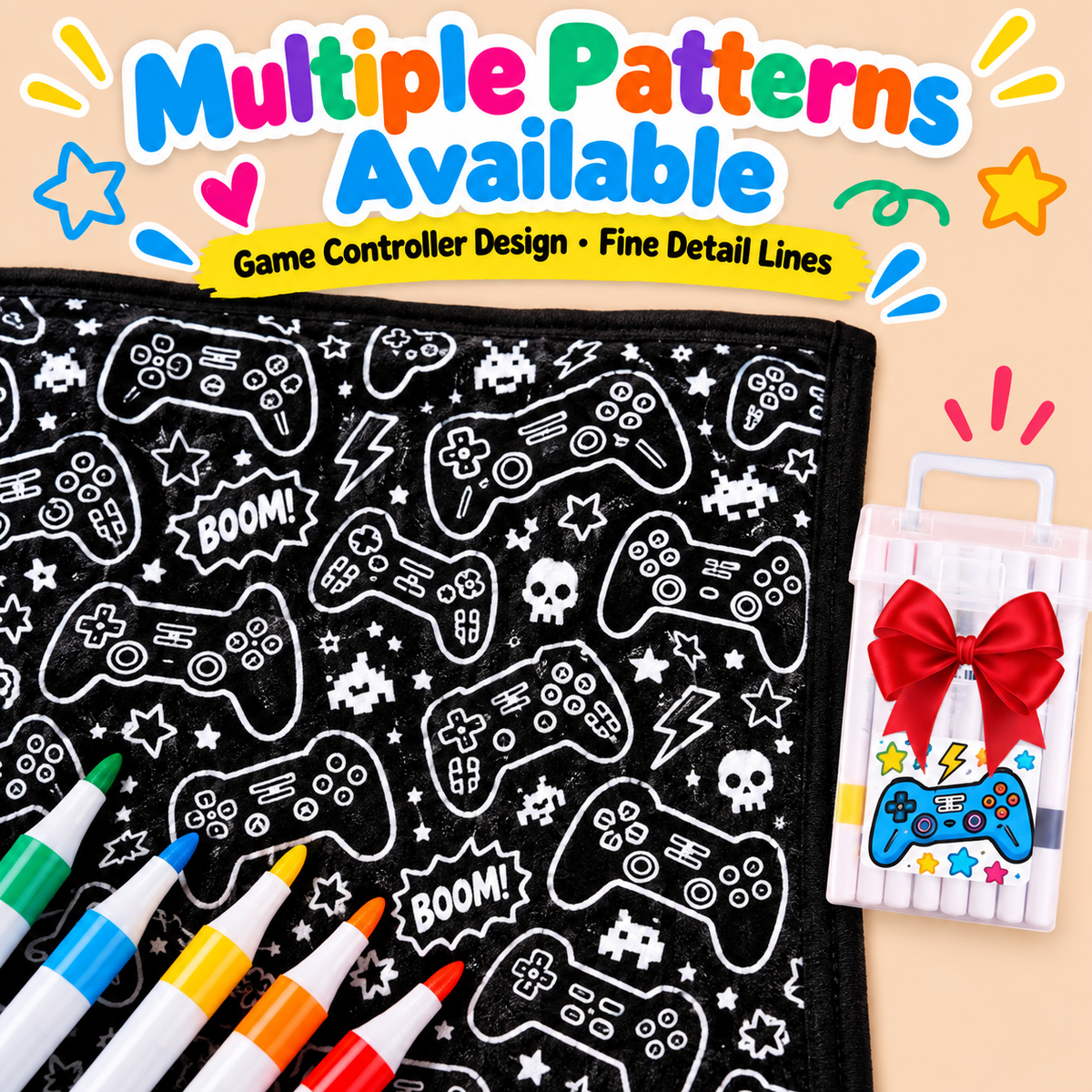 🎨 Giant Coloring Blanket – 150 × 125cm Washable Reusable Doodle Mat for Kids & Adults 24 Coloring Pens