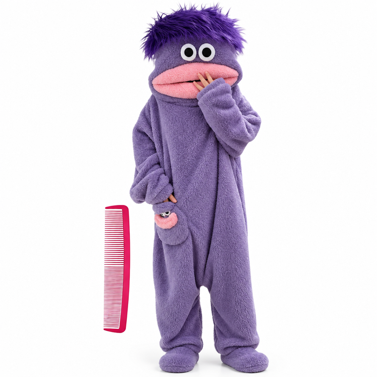 👾 Cozy Monster Plush Onesie – Funny Oversized Pajama Costume with 3D Character Hood