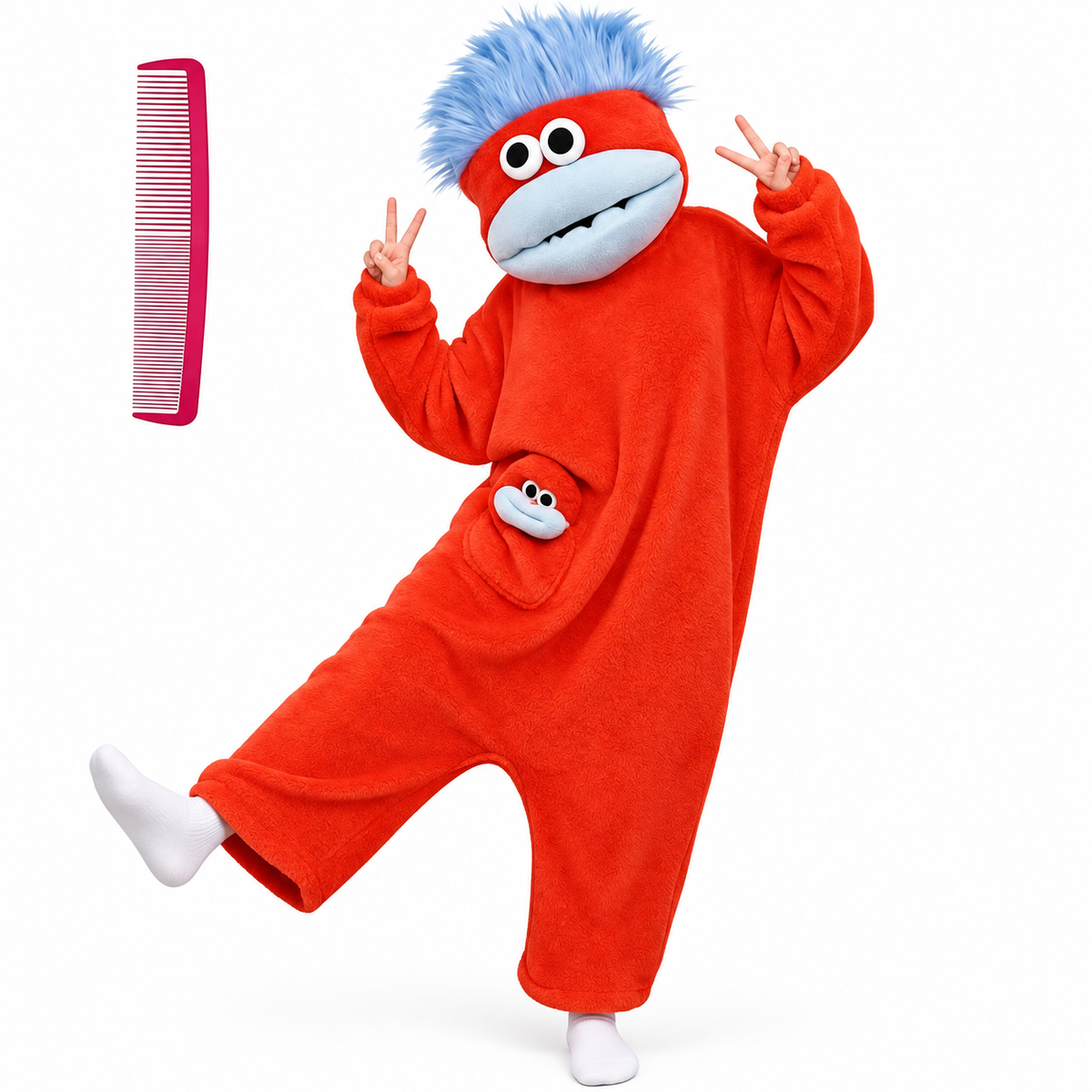 👾 Cozy Monster Plush Onesie – Funny Oversized Pajama Costume with 3D Character Hood