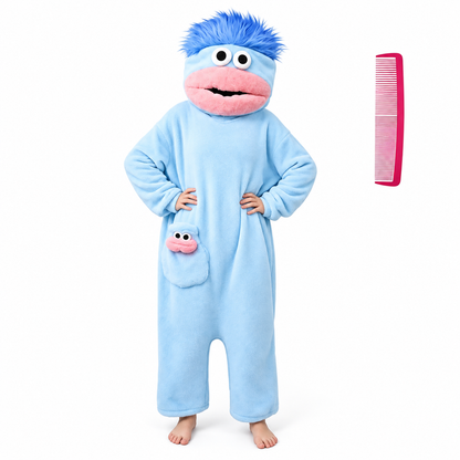 👾 Cozy Monster Plush Onesie – Funny Oversized Pajama Costume with 3D Character Hood