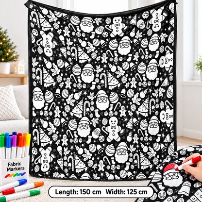 🎨 Giant Coloring Blanket – 150 × 125cm Washable Reusable Doodle Mat for Kids & Adults 24 Coloring Pens